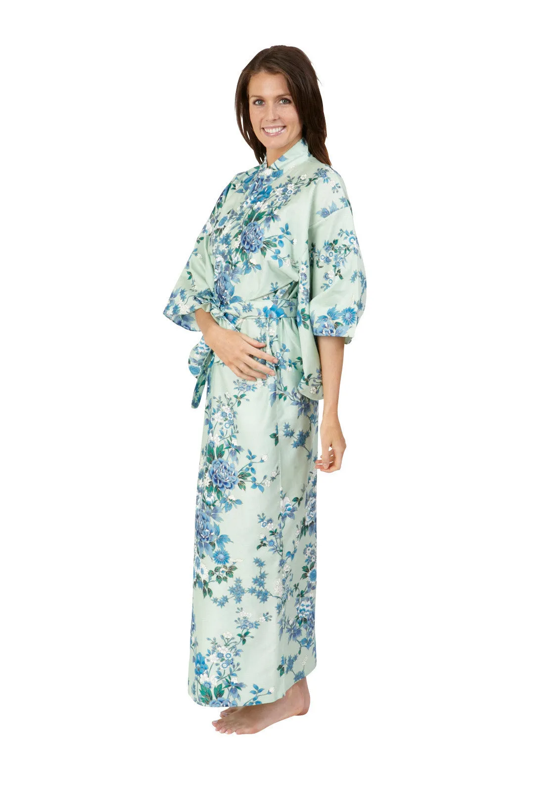 Peony & Blossom Long Cotton Yukata Kimono