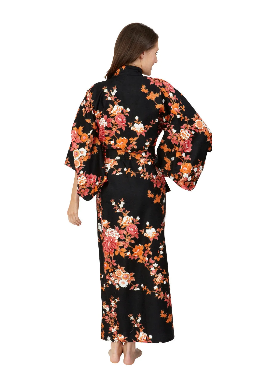 Peony & Blossom Long Cotton Yukata Kimono