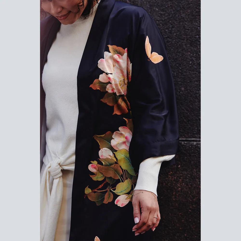 Peony & Butterfly Short Kimono Robe (Plus Size)