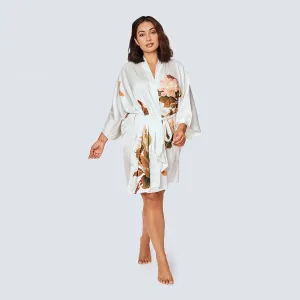 Peony & Butterfly Short Kimono Robe (Plus Size)