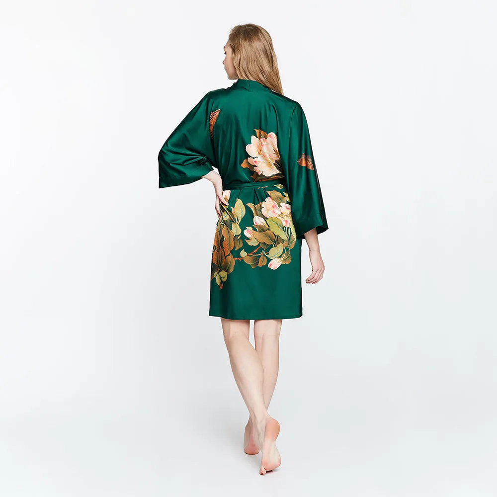 Peony & Butterfly Short Kimono Robe