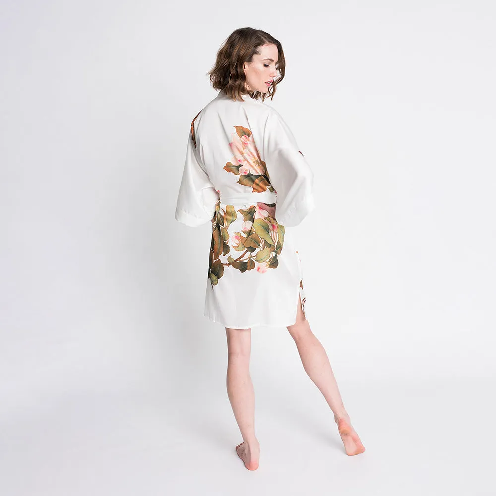 Peony & Butterfly Short Kimono Robe