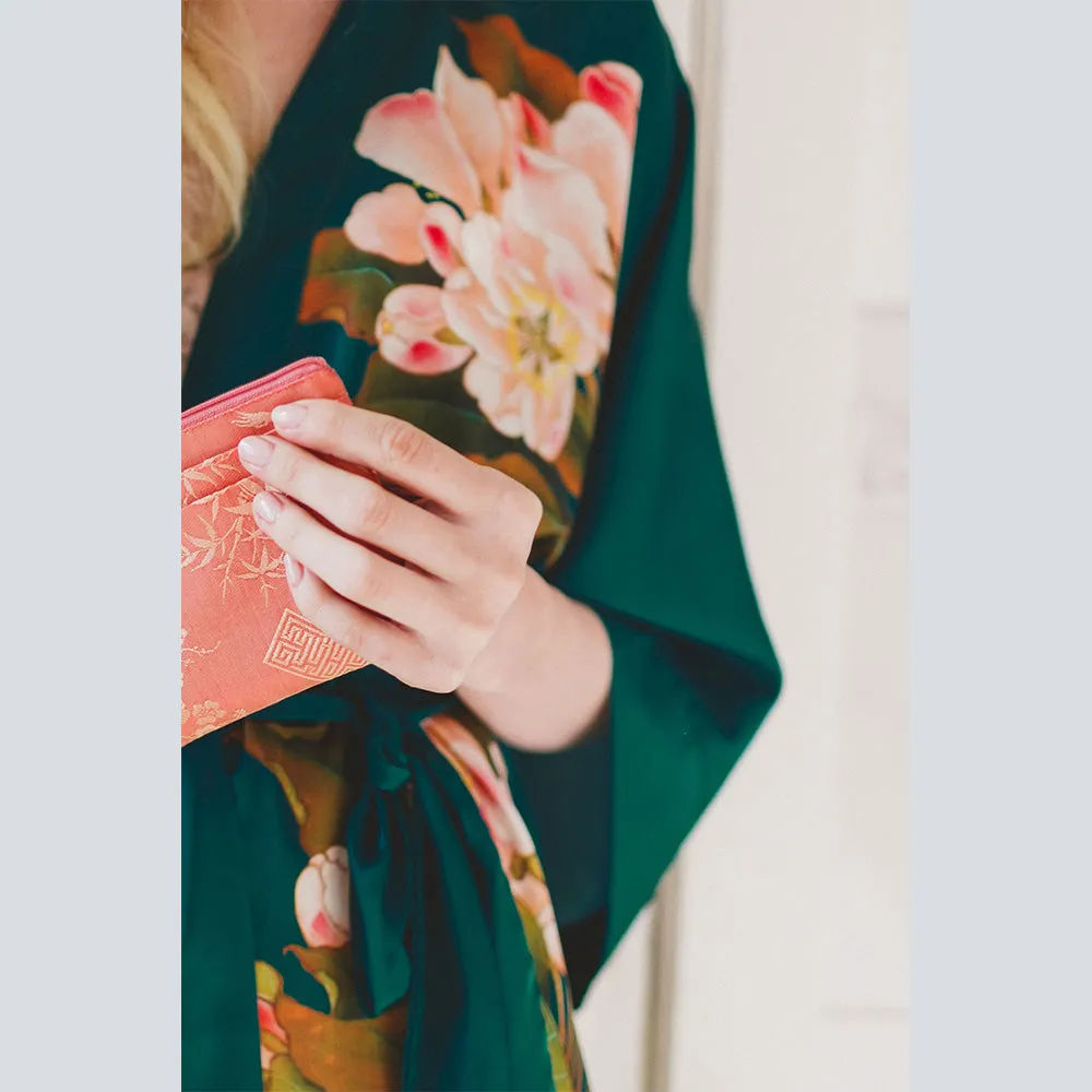 Peony & Butterfly Short Kimono Robe