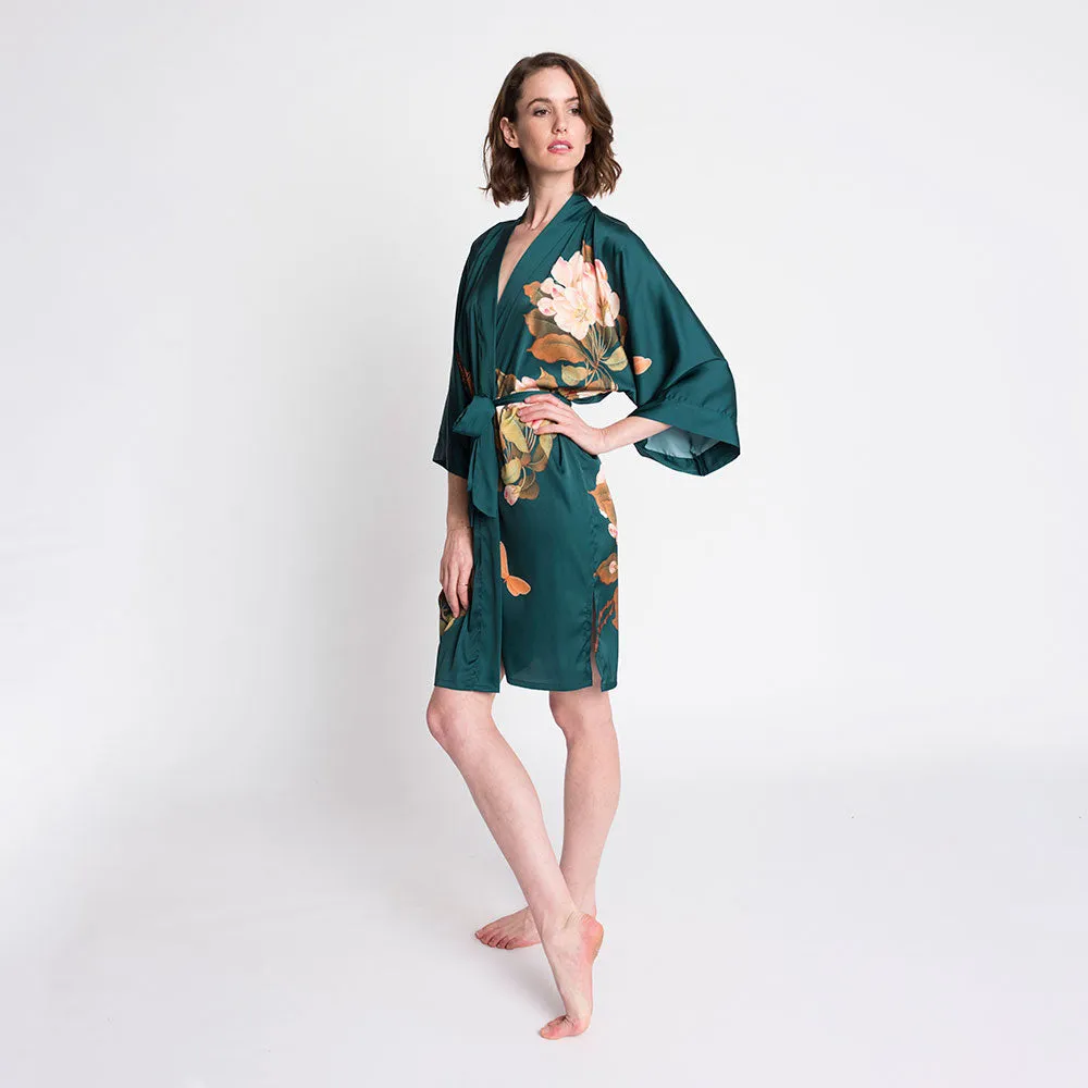 Peony & Butterfly Short Kimono Robe