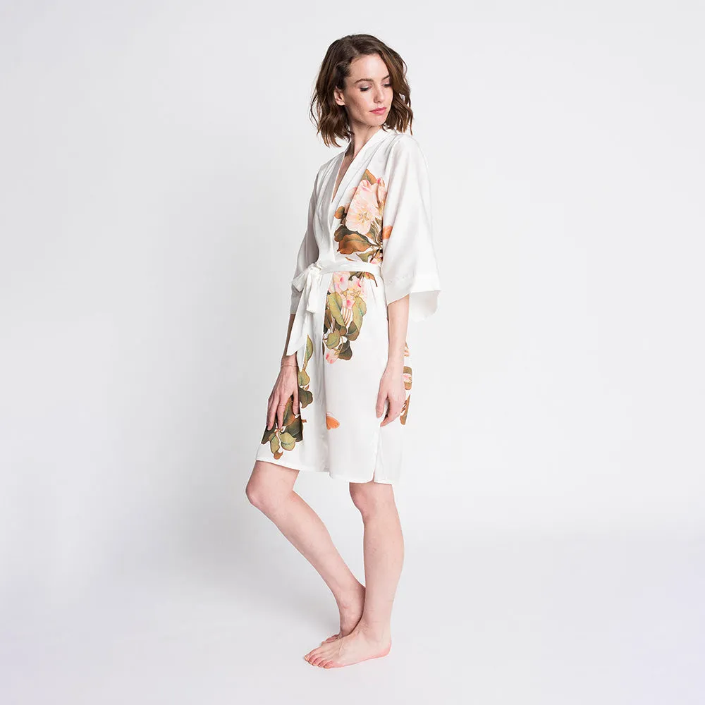 Peony & Butterfly Short Kimono Robe