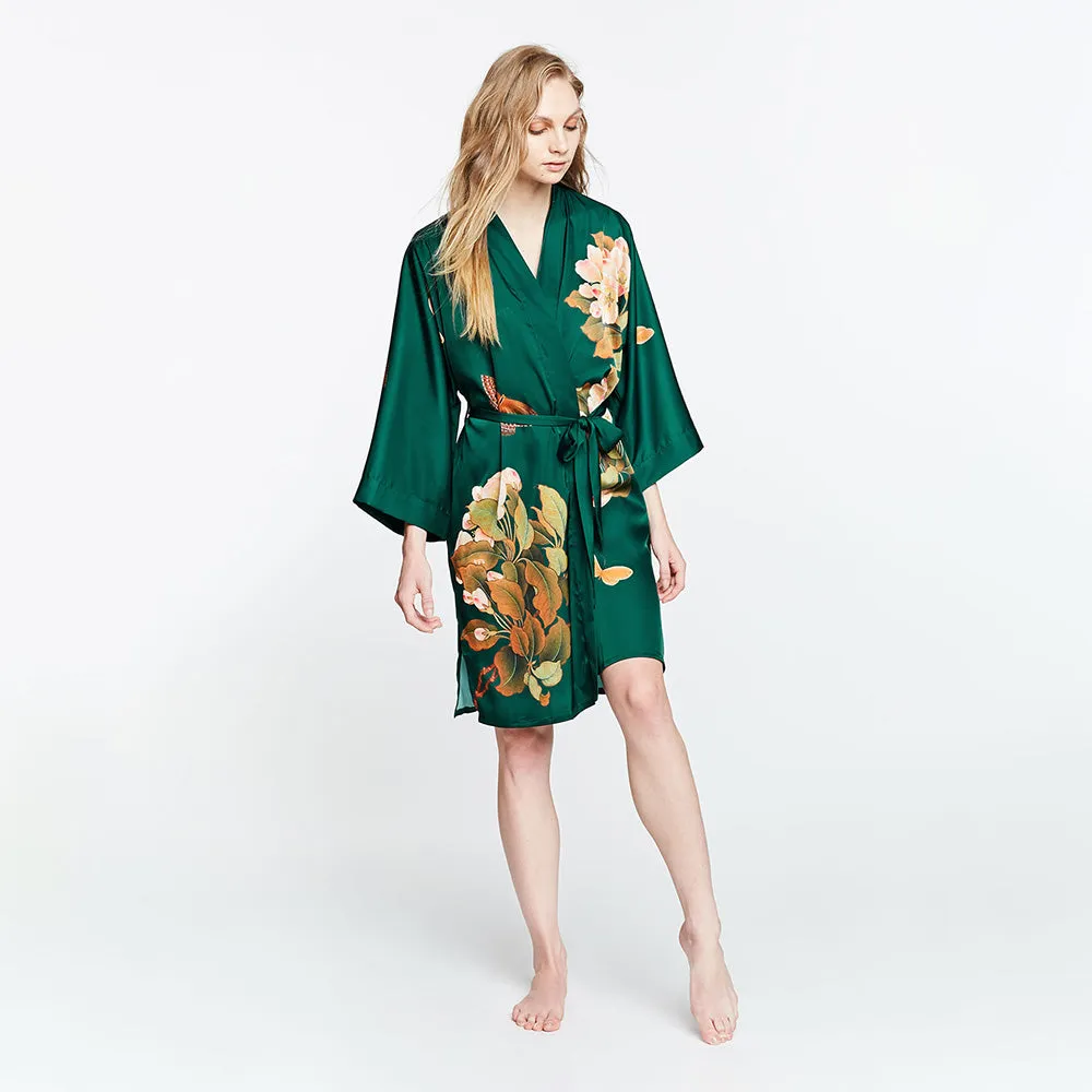 Peony & Butterfly Short Kimono Robe