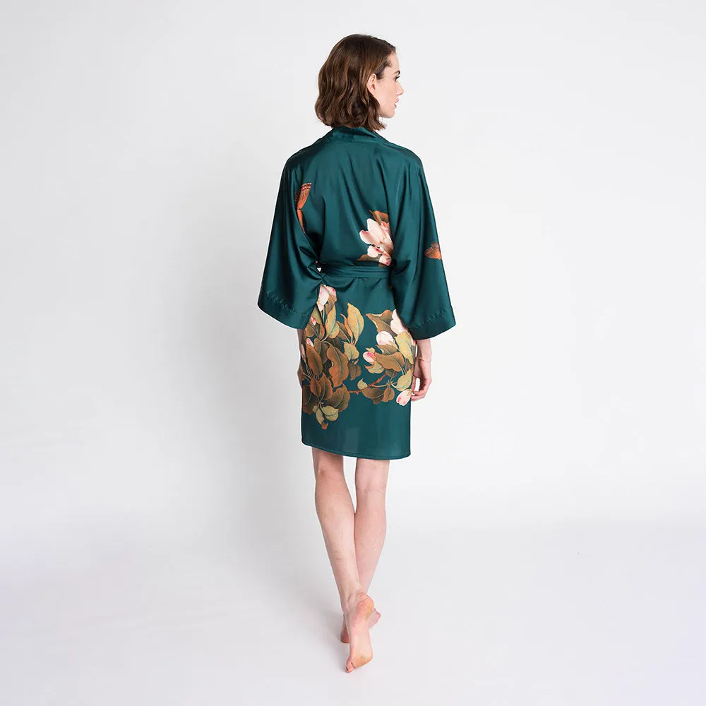 Peony & Butterfly Short Kimono Robe