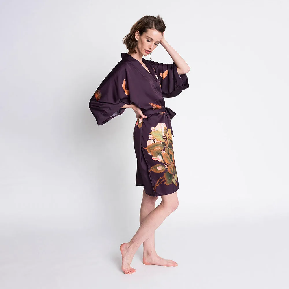 Peony & Butterfly Short Kimono Robe