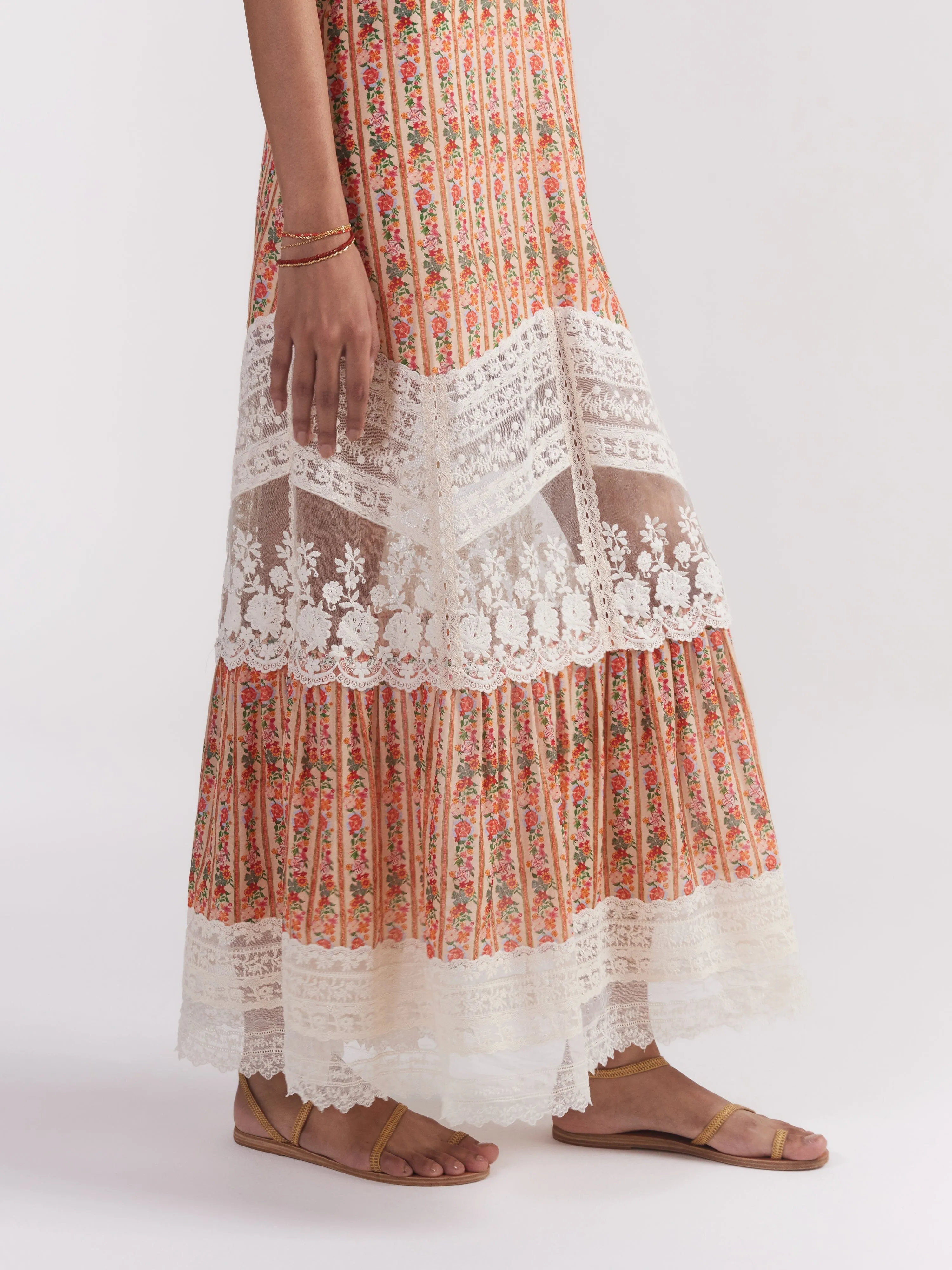 Phoebe Dress in Zinnia Stripe Cream