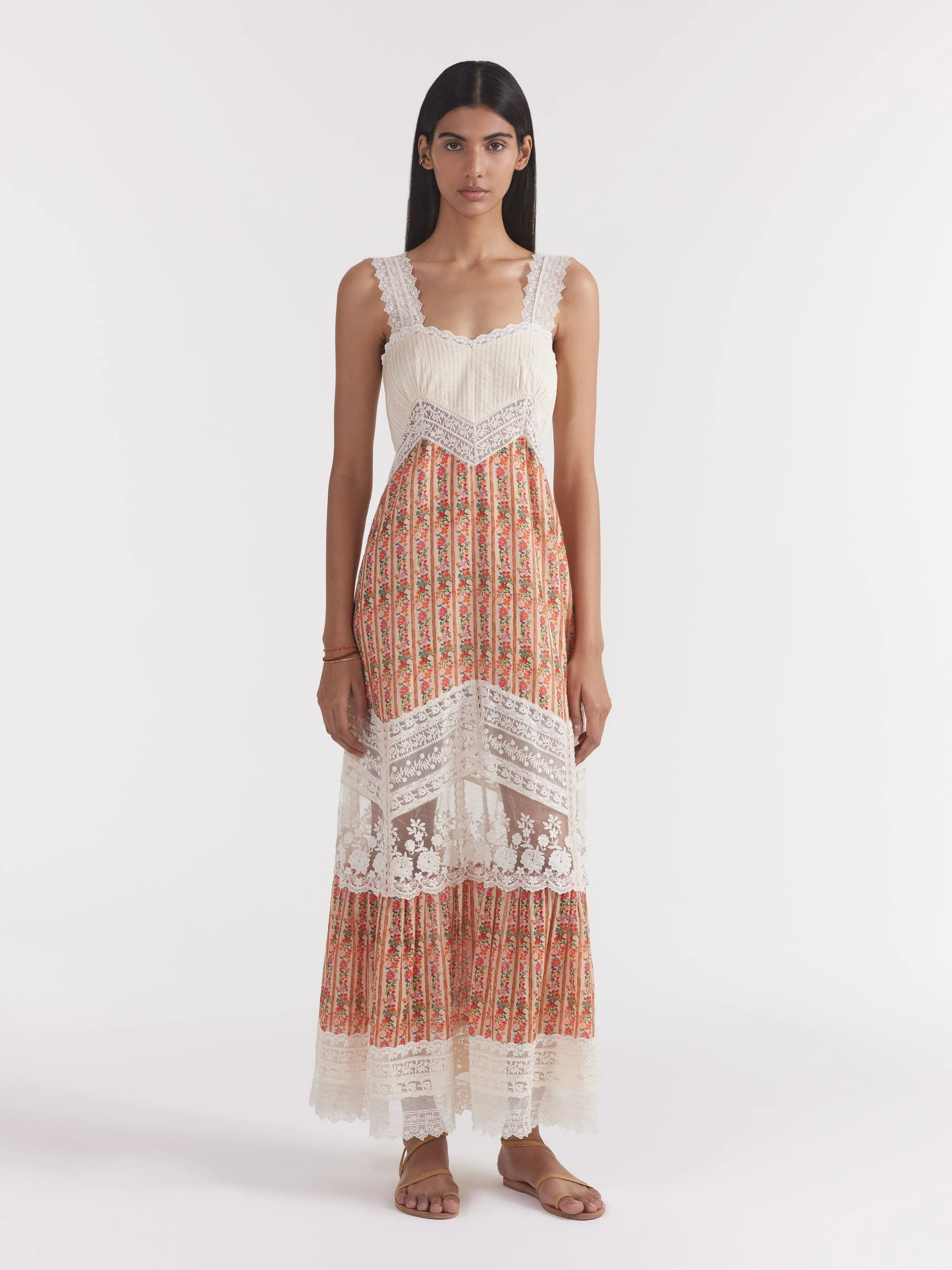 Phoebe Dress in Zinnia Stripe Cream