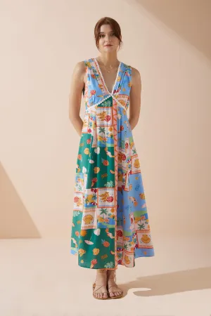 Praia Multicolour Tropical V-Neck Maxi Dress