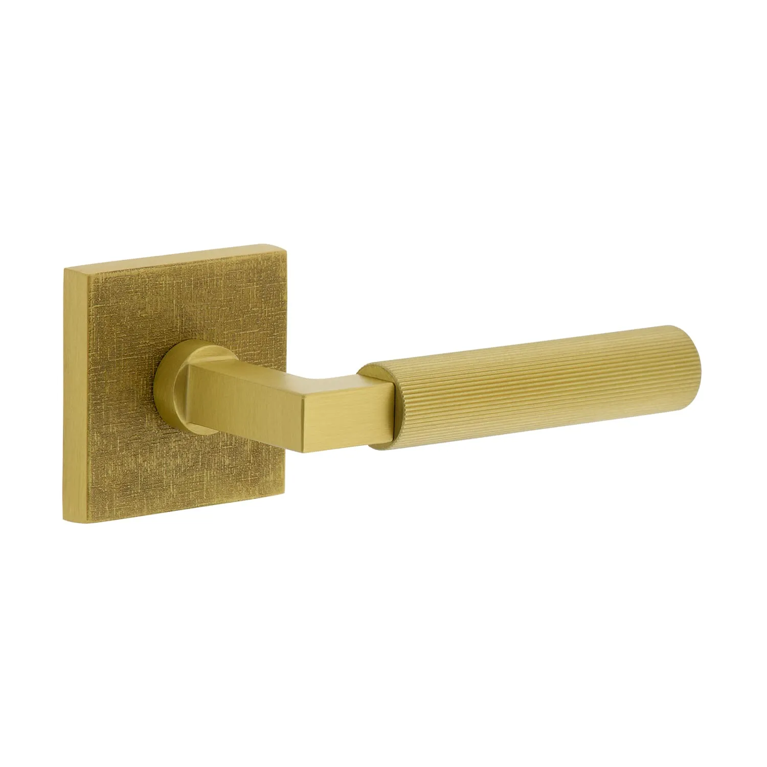 Quadrato Linen Rosette with Contempo Fluted Lever in Satin Brass