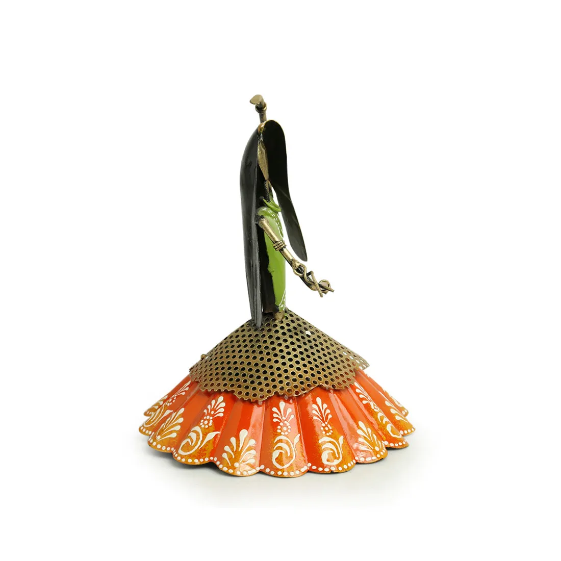 'Rajasthani Kalbeliya Dance Girl' Handpainted Decorative Showpiece (10 Inch, Iron)