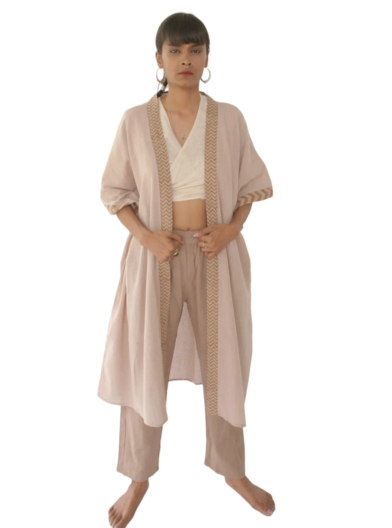 Raw Cotton Dusty Rose Kimono