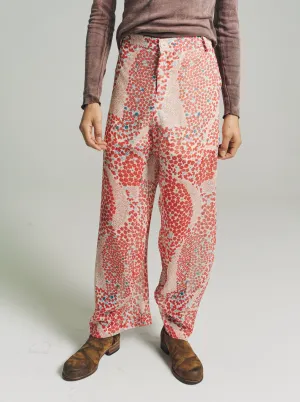 Red Floral Georgette Tailored Trousers