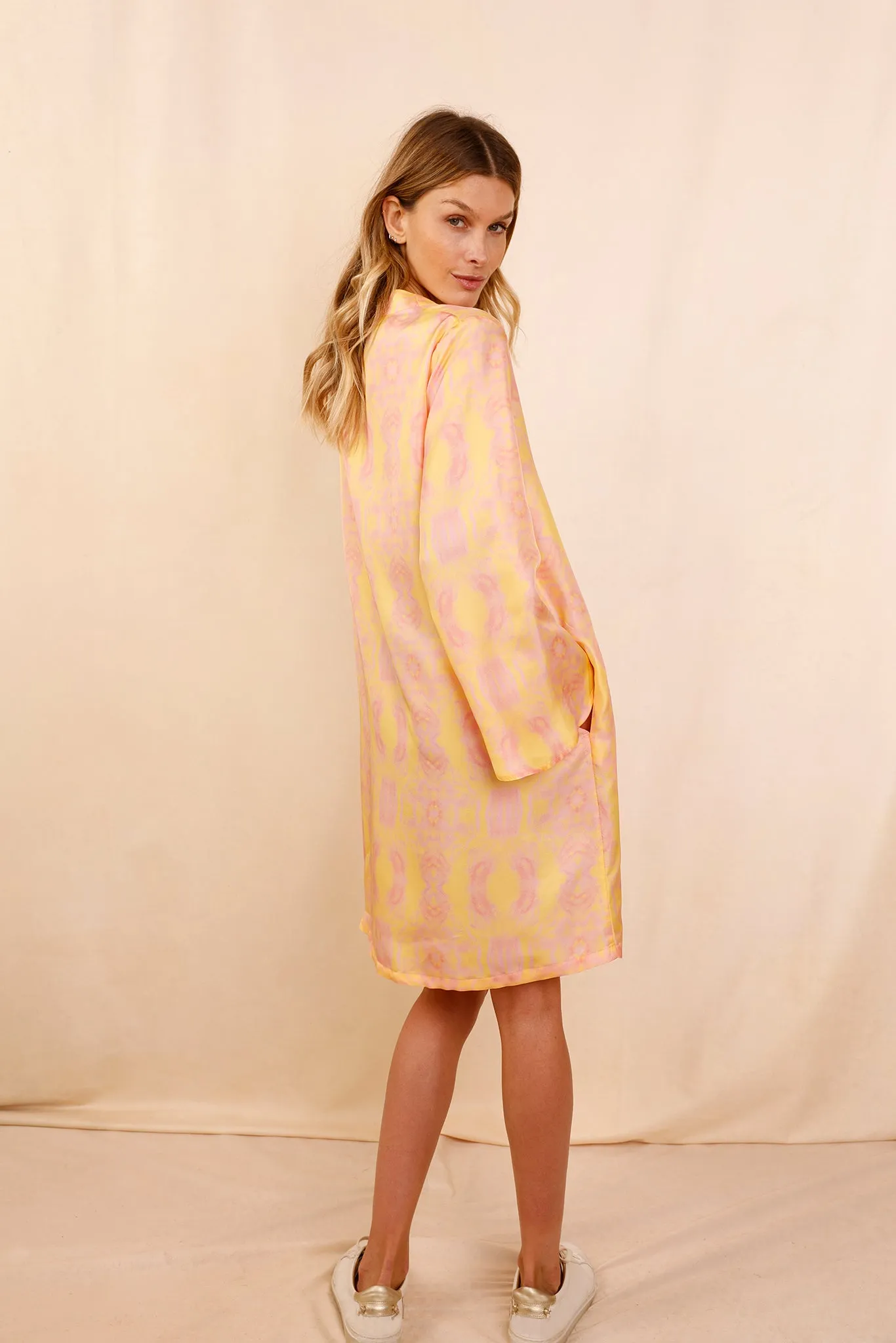 Robe PAOLA Yellow Summer - 100 % Soie