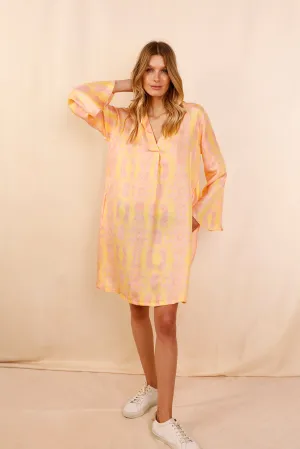 Robe PAOLA Yellow Summer - 100 % Soie