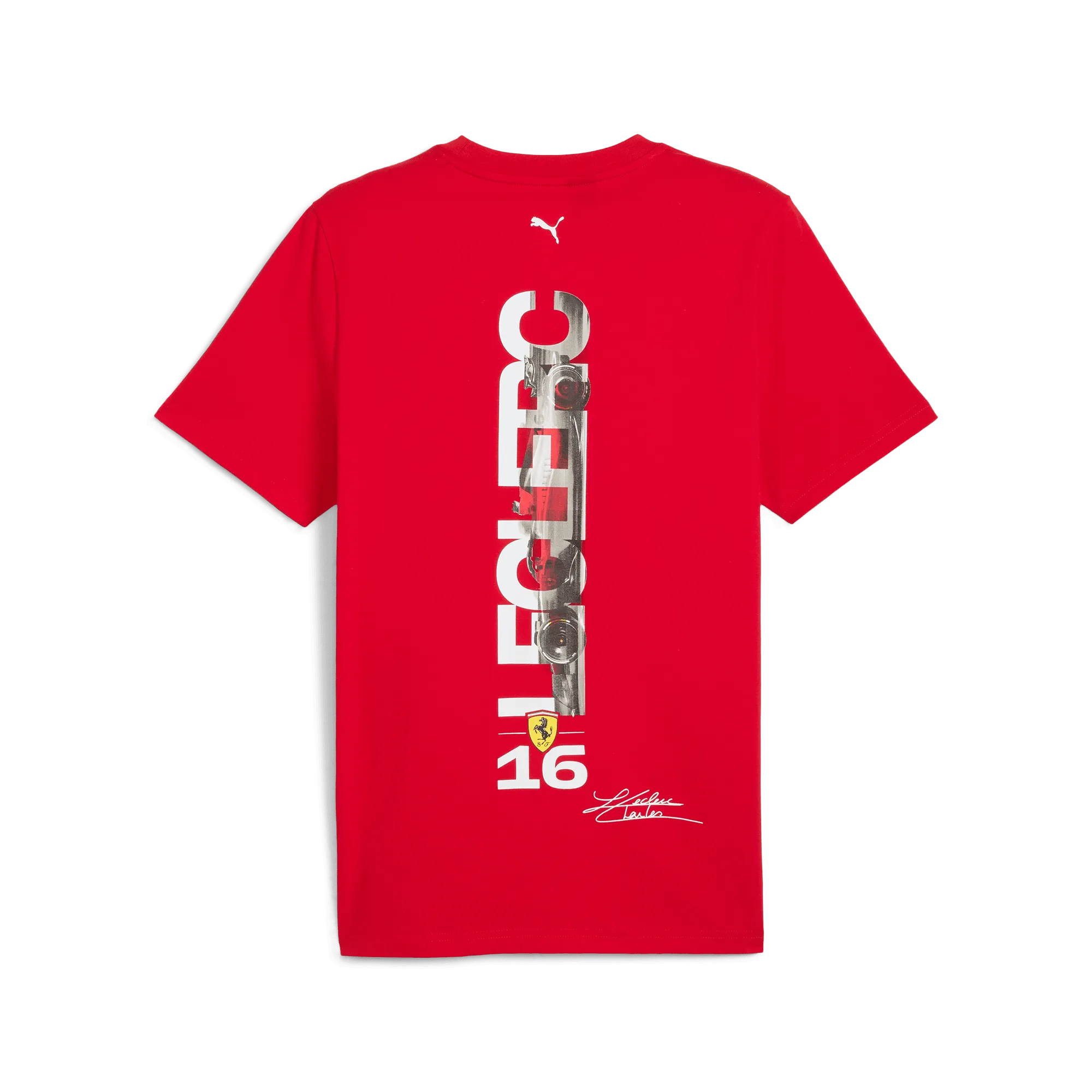 Scuderia Ferrari F1 Puma Men's Charles Leclerc "95 Years" Driver T-Shirt -White/Red