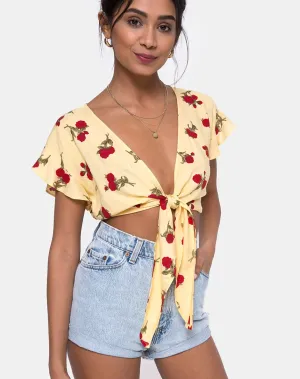 Shae Crop Top in Falling Rose Yellow