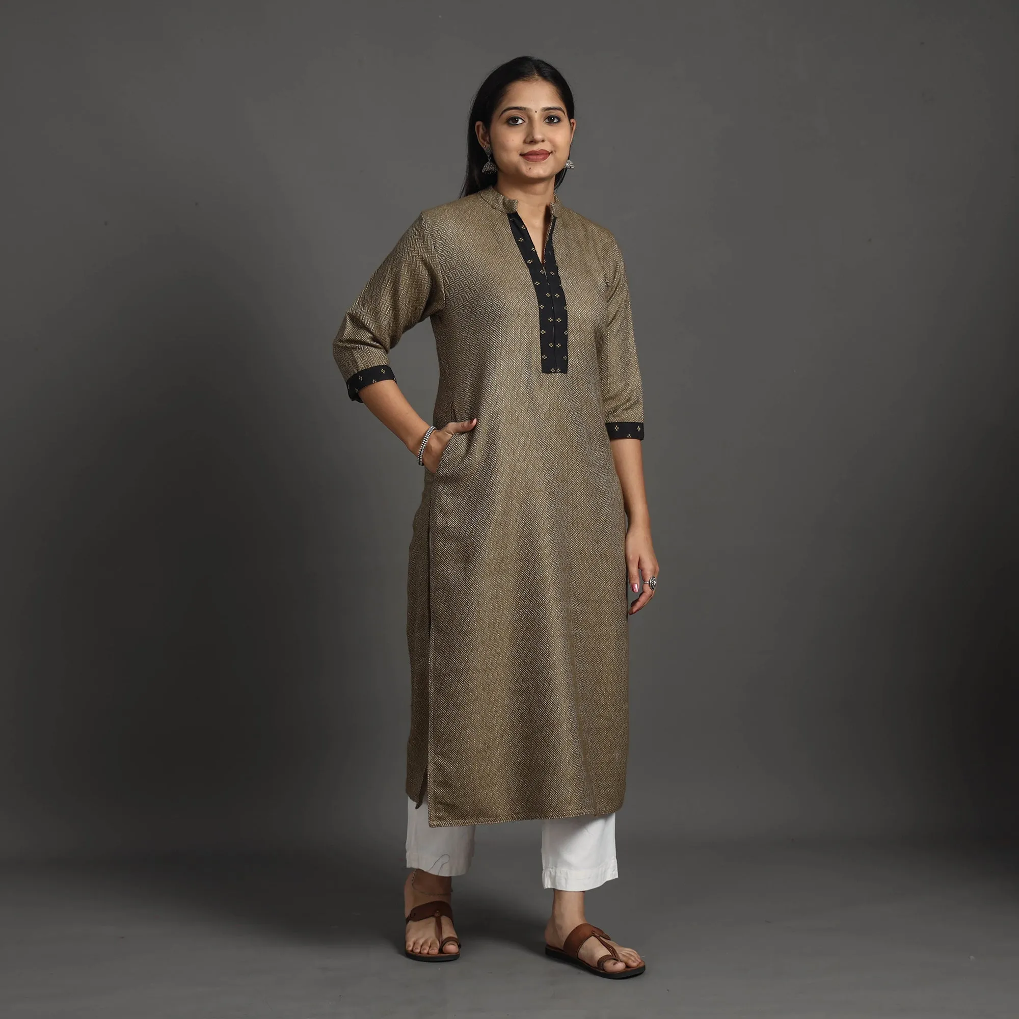 Shuchi Brown Merino Woolen Kurta