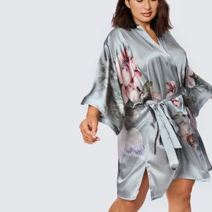 Silk Kuren Short Kimono Robe (Plus Size)