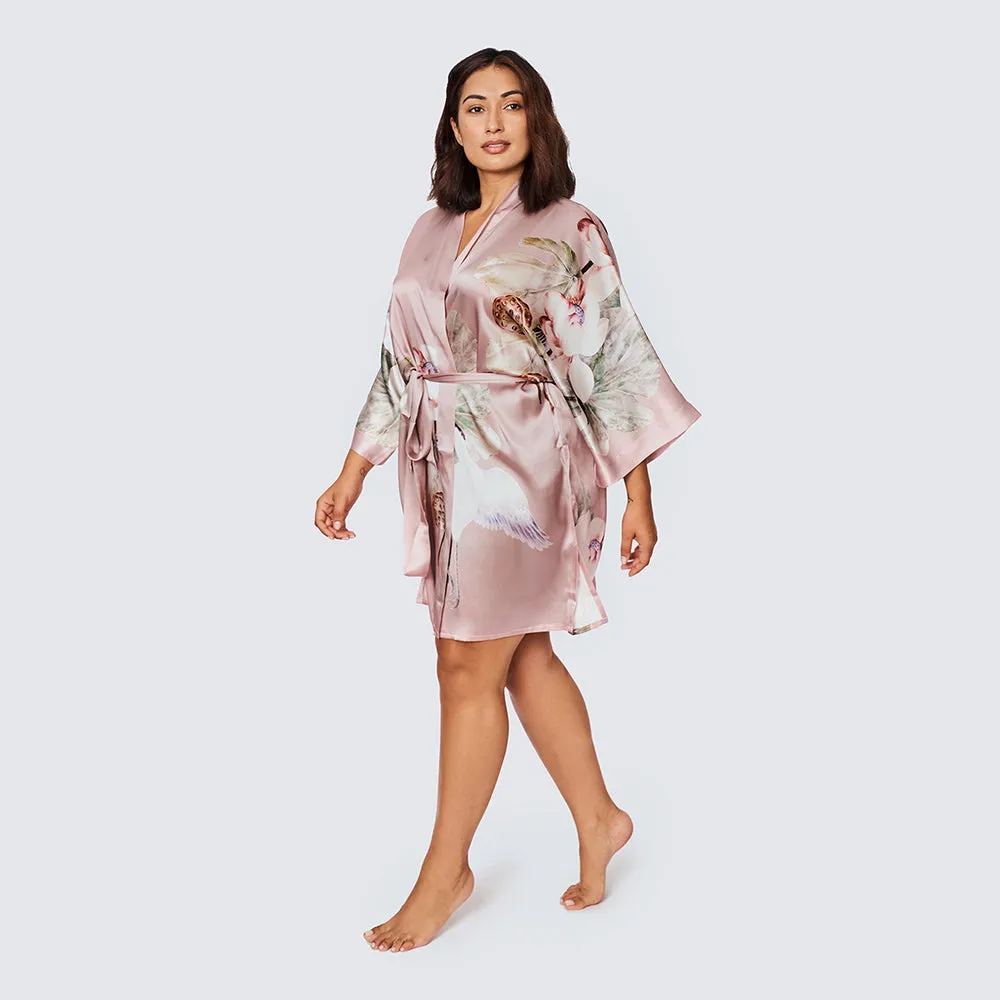 Silk Kuren Short Kimono Robe (Plus Size)