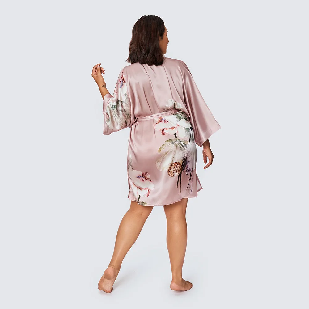 Silk Kuren Short Kimono Robe (Plus Size)