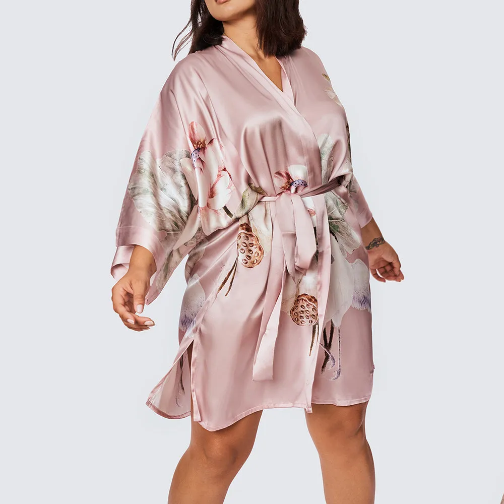 Silk Kuren Short Kimono Robe (Plus Size)