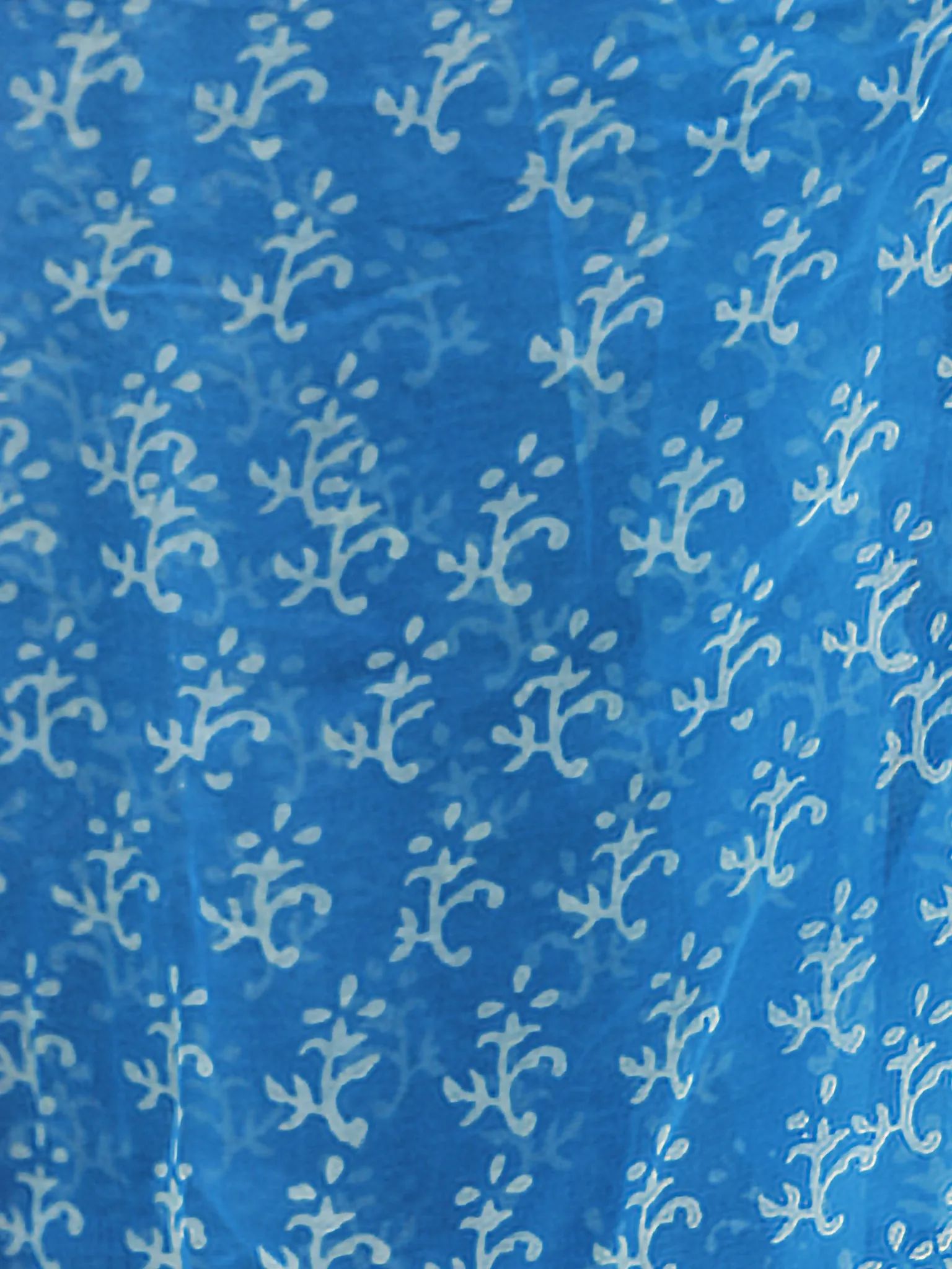 Sky Blue White Hand Block Printed Chiffon Saree with Zari border- S031702690