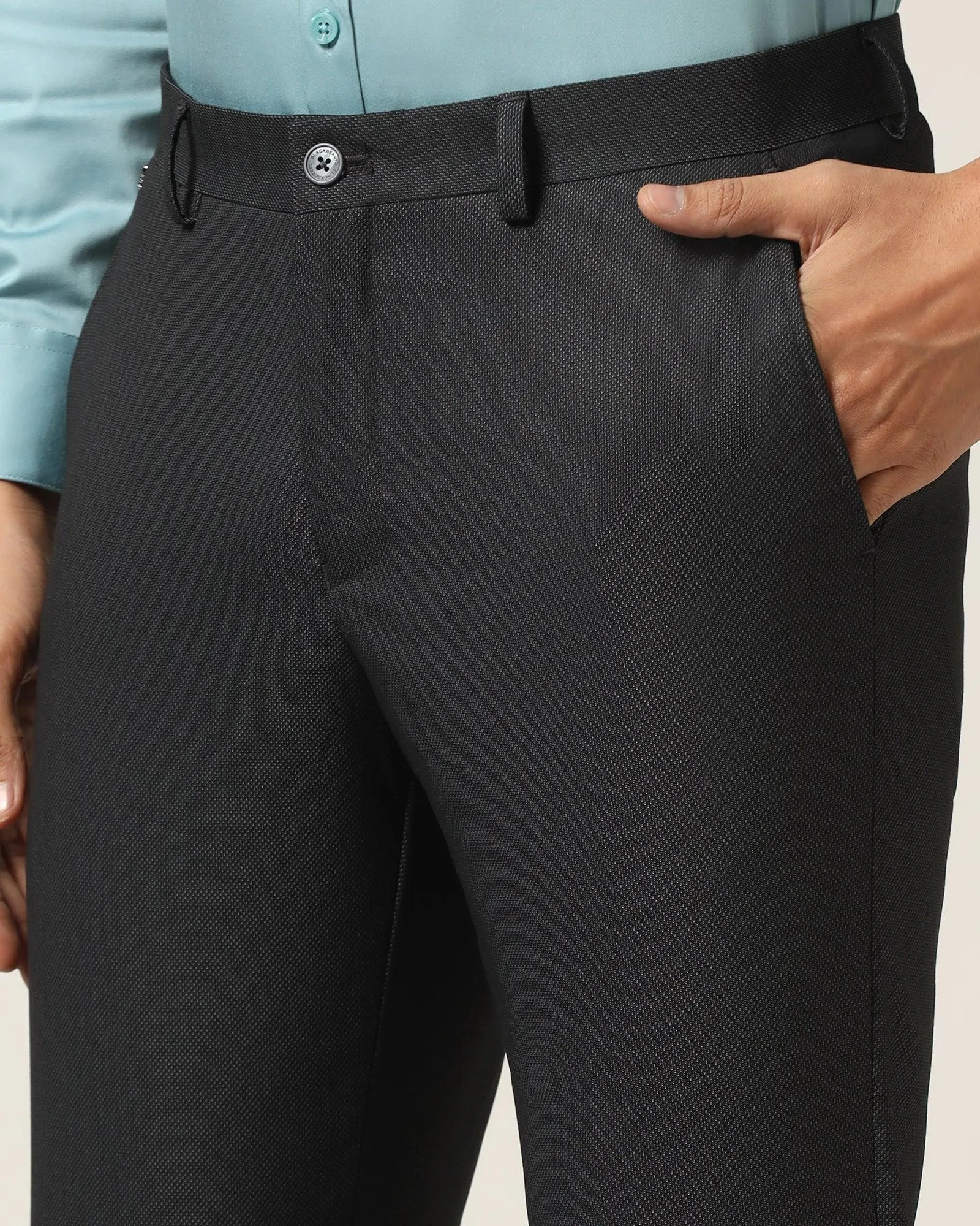 Slim Comfort B-95 Formal Black Textured Trouser - Luna