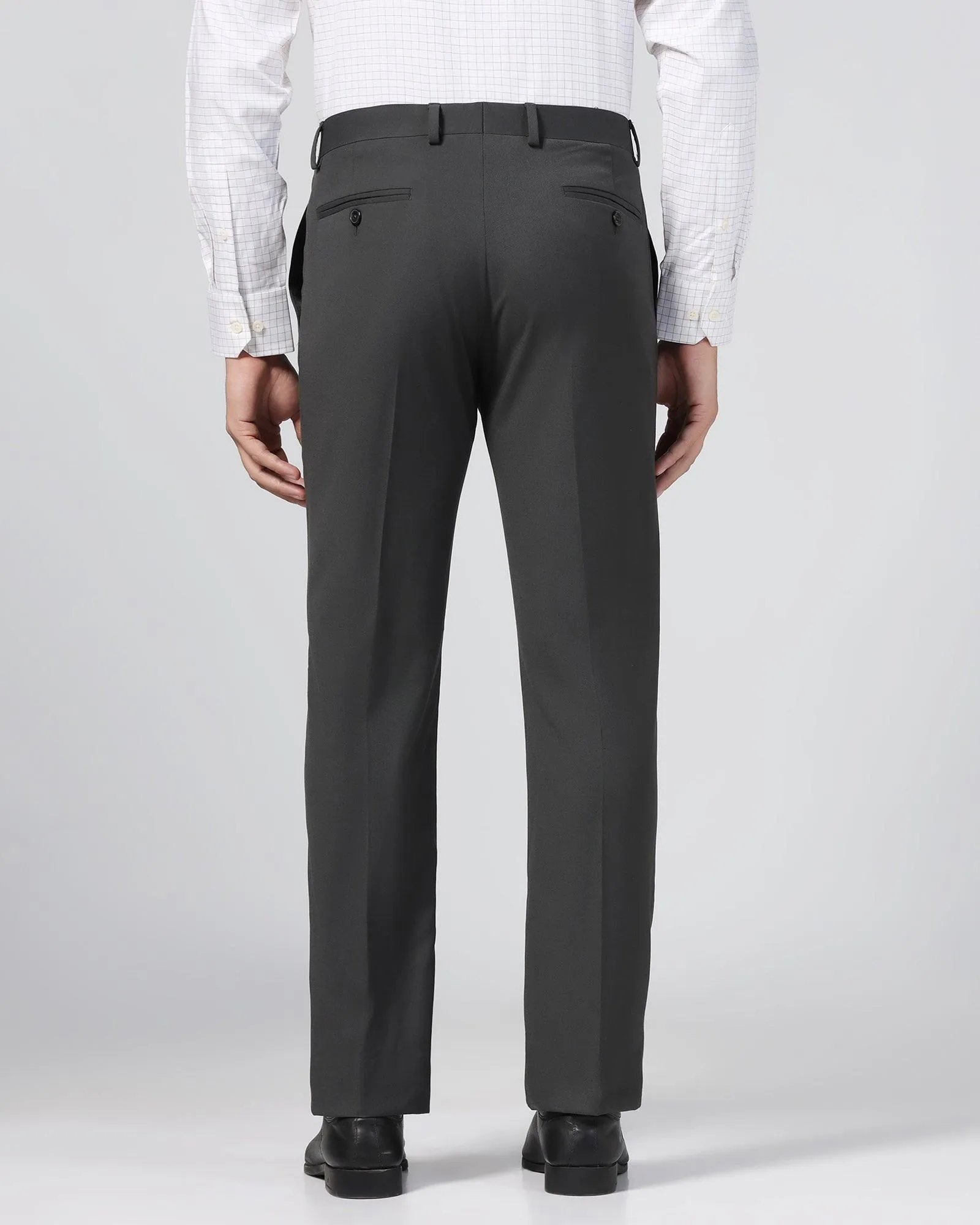 Slim Comfort B-95 Formal Charcoal Solid Trouser - Eldorado