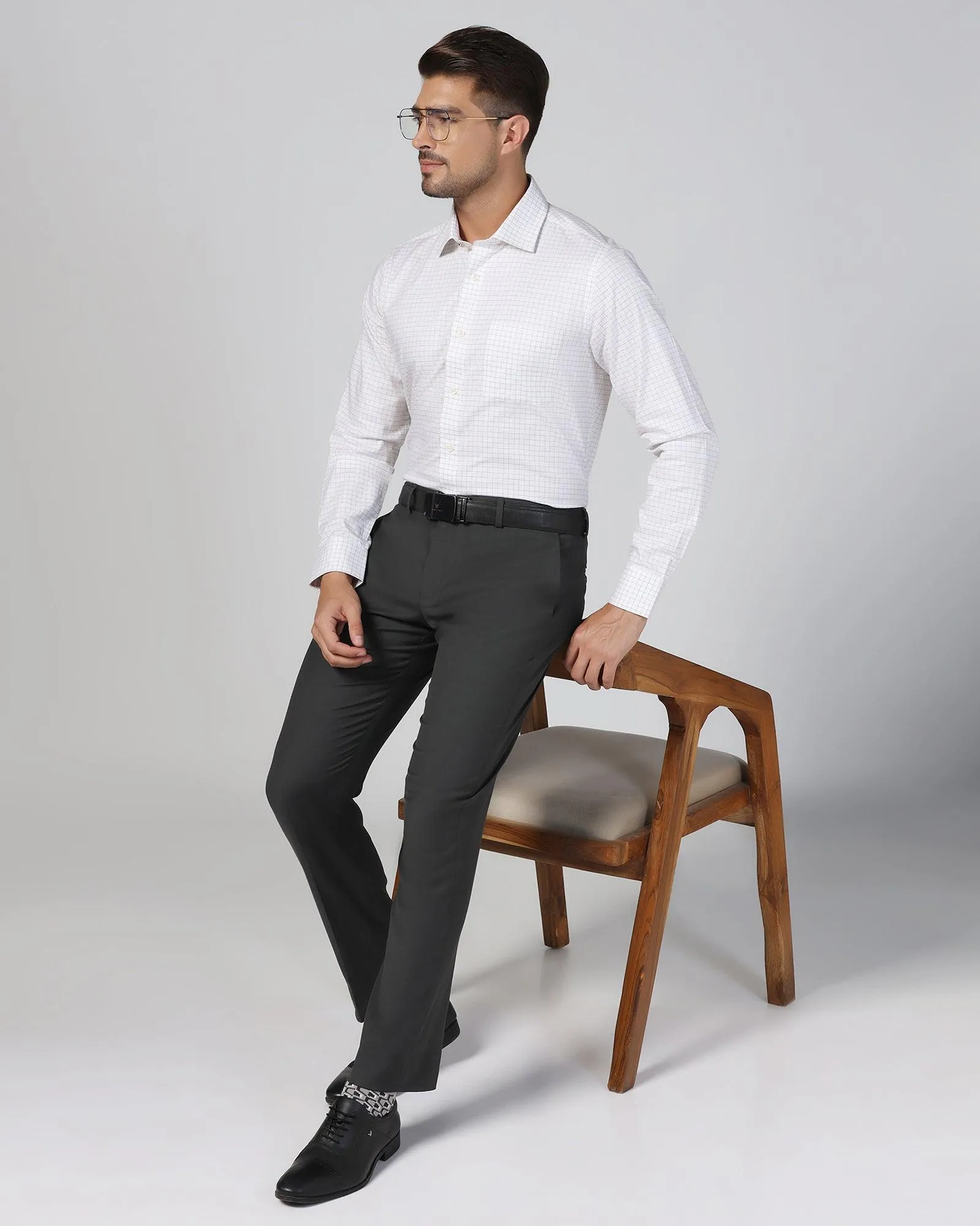 Slim Comfort B-95 Formal Charcoal Solid Trouser - Eldorado