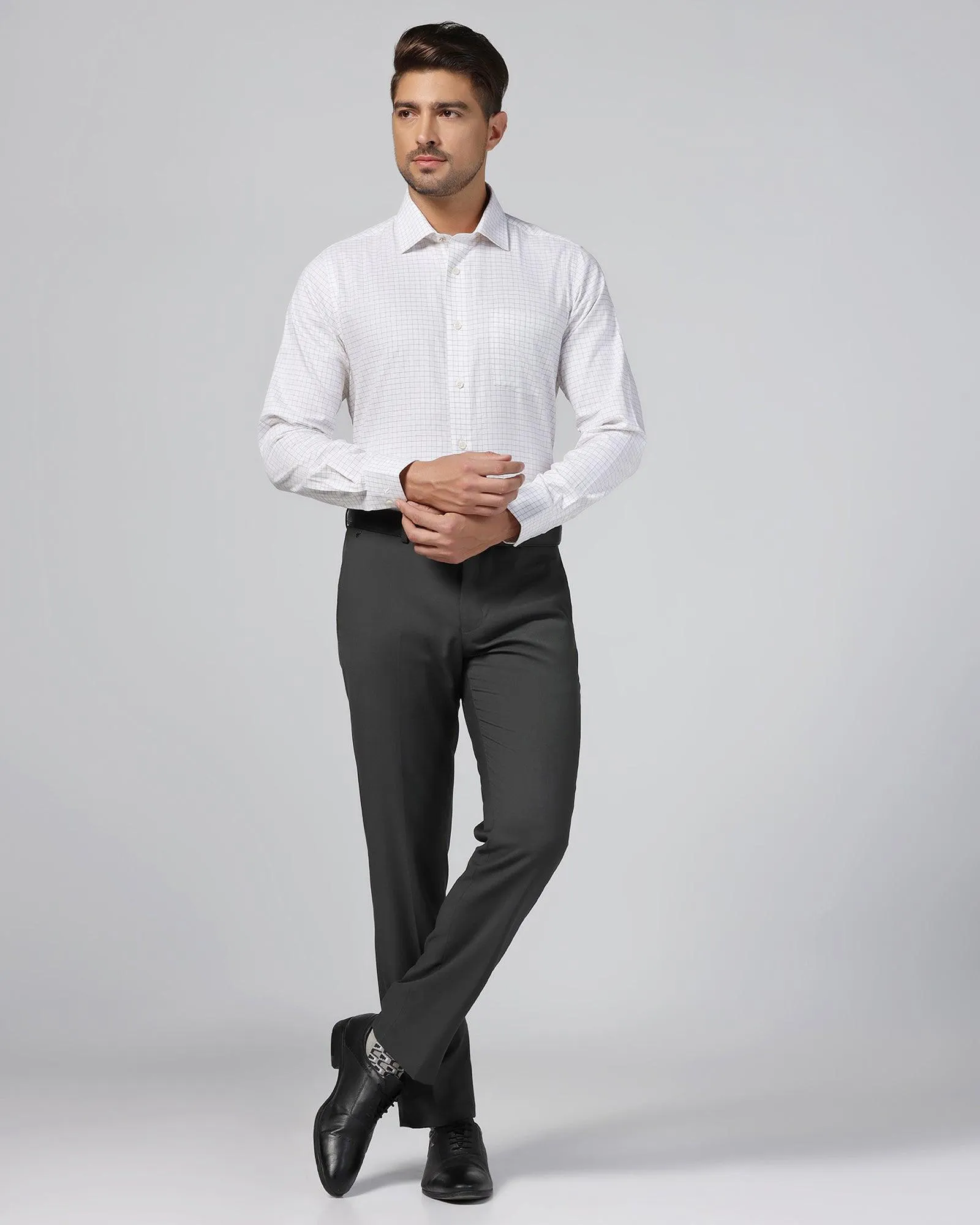 Slim Comfort B-95 Formal Charcoal Solid Trouser - Eldorado