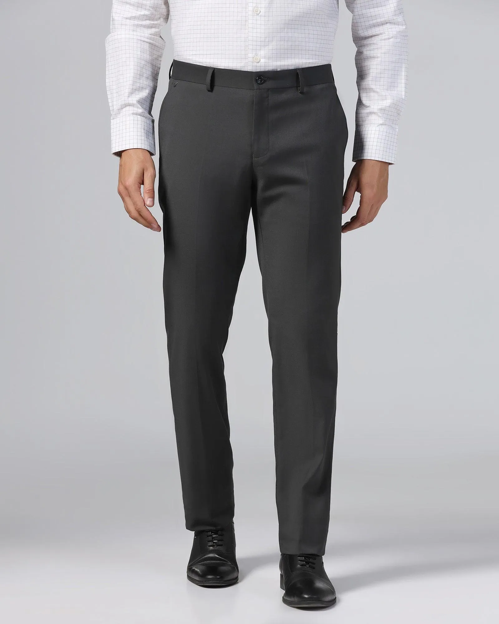 Slim Comfort B-95 Formal Charcoal Solid Trouser - Eldorado