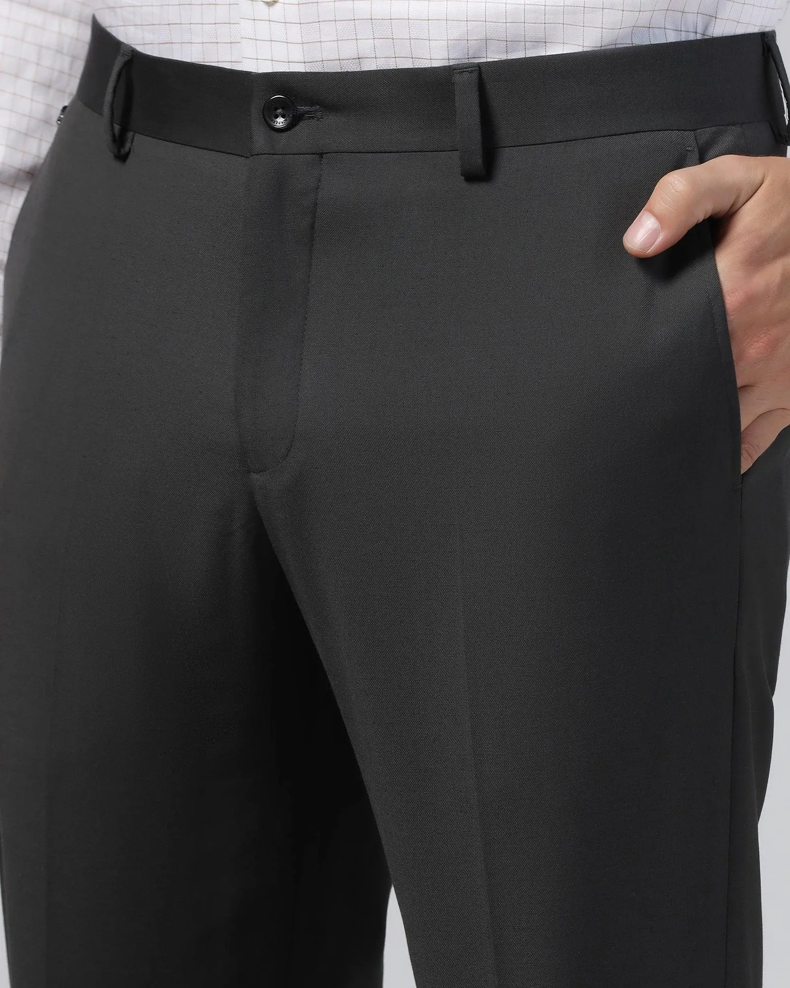 Slim Comfort B-95 Formal Charcoal Solid Trouser - Eldorado