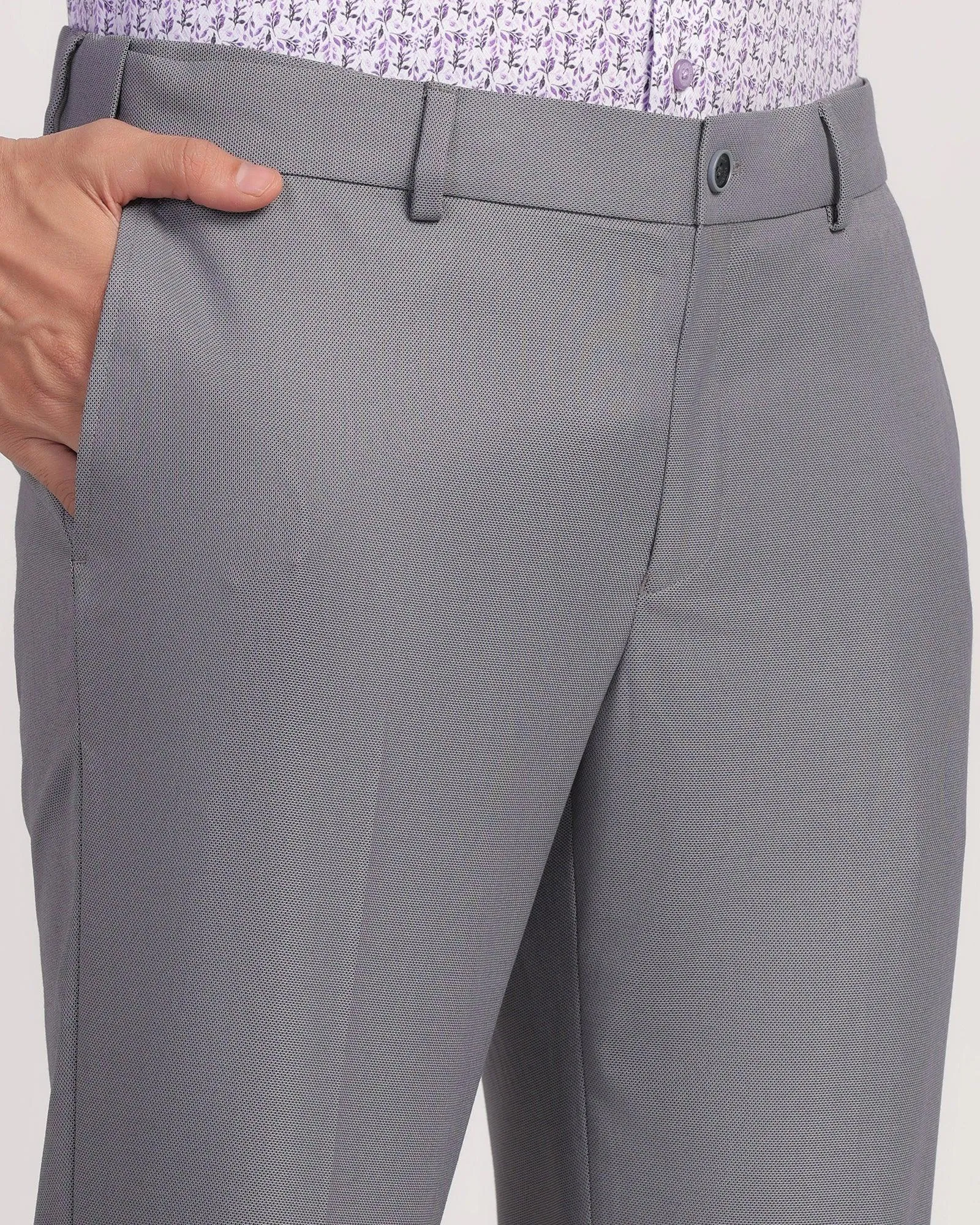 Slim Comfort B-95 Formal Grey Textured Trouser - Passion