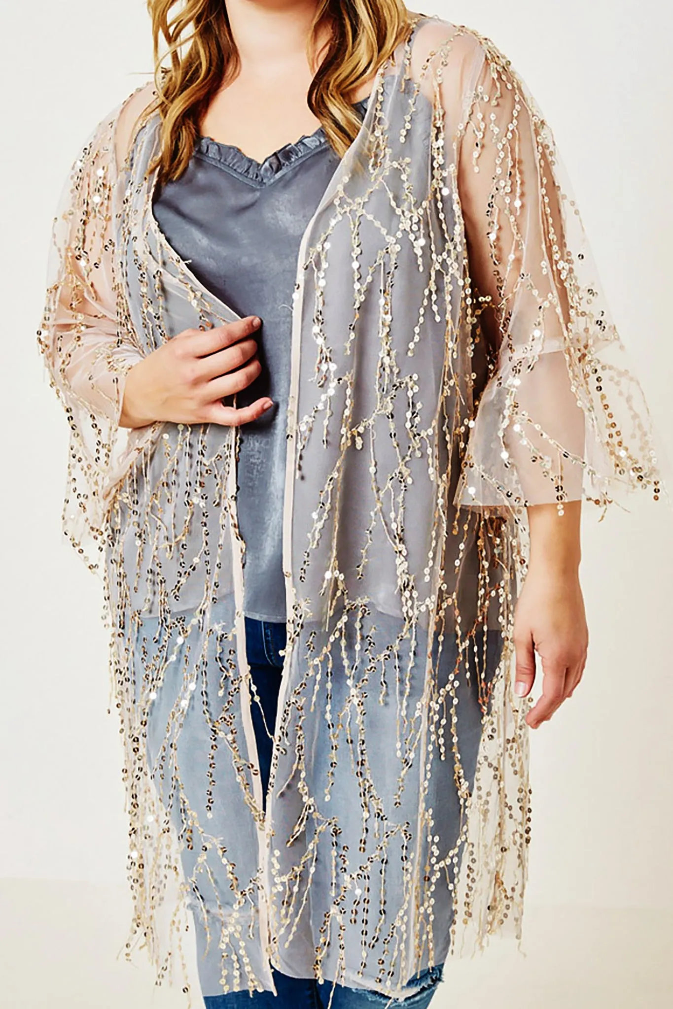 Sparkle Sequin Kimono Duster