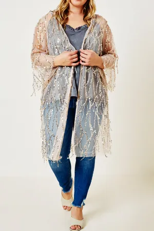 Sparkle Sequin Kimono Duster