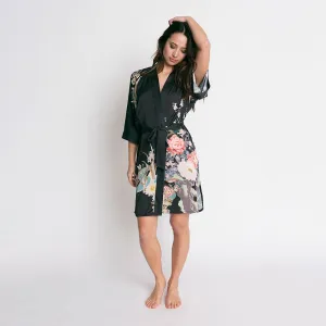 Spring Floral Short Kimono Robe