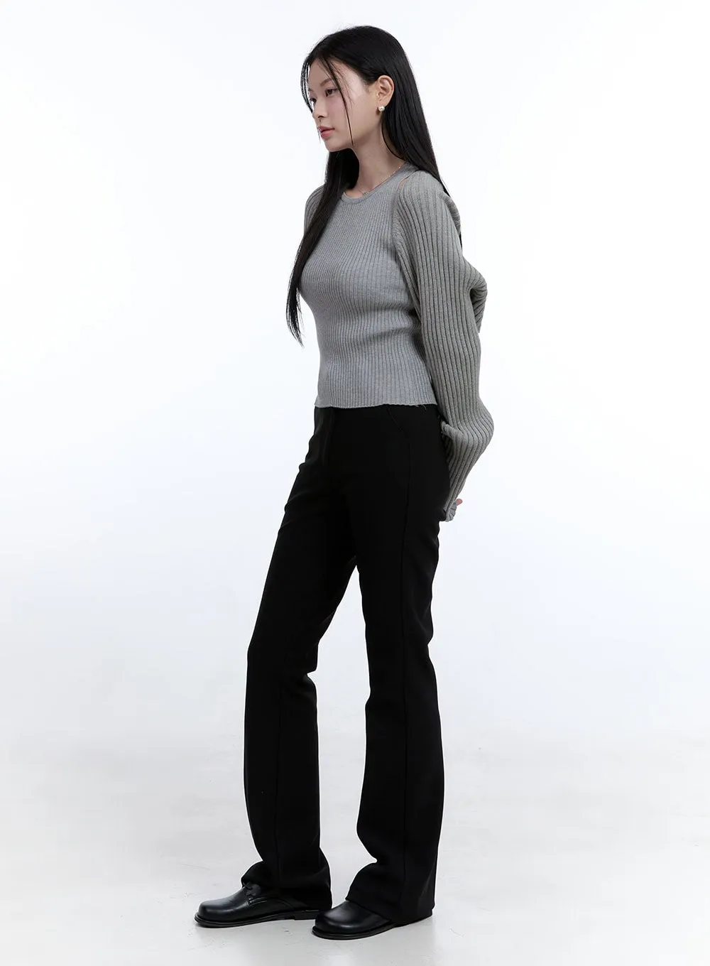 Tailored Slim-Fit Flare Trousers OO429