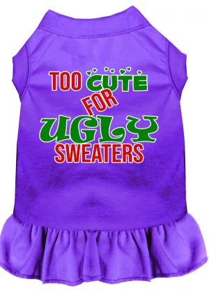 Too Cute For Ugly Sweaters Screen Print Dog Dress Purple 4x