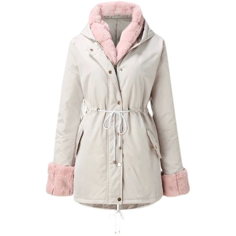 Trendy Detachable Fur Collar Thick Cotton Padded Coats