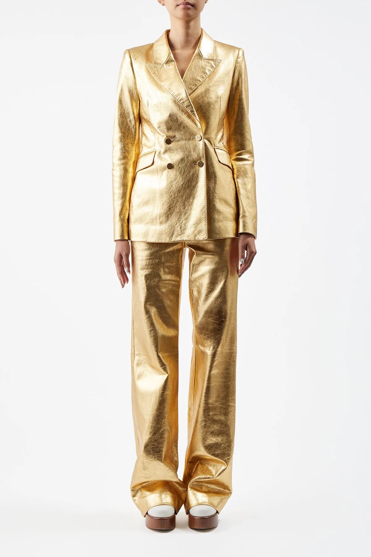 Vesta Pant in Gold Metallic Nappa Leather