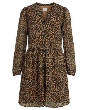 Vila Clothes Leopard Print Midi Dress