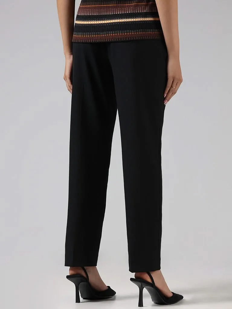 Wardrobe Solid Black Tailored Trousers