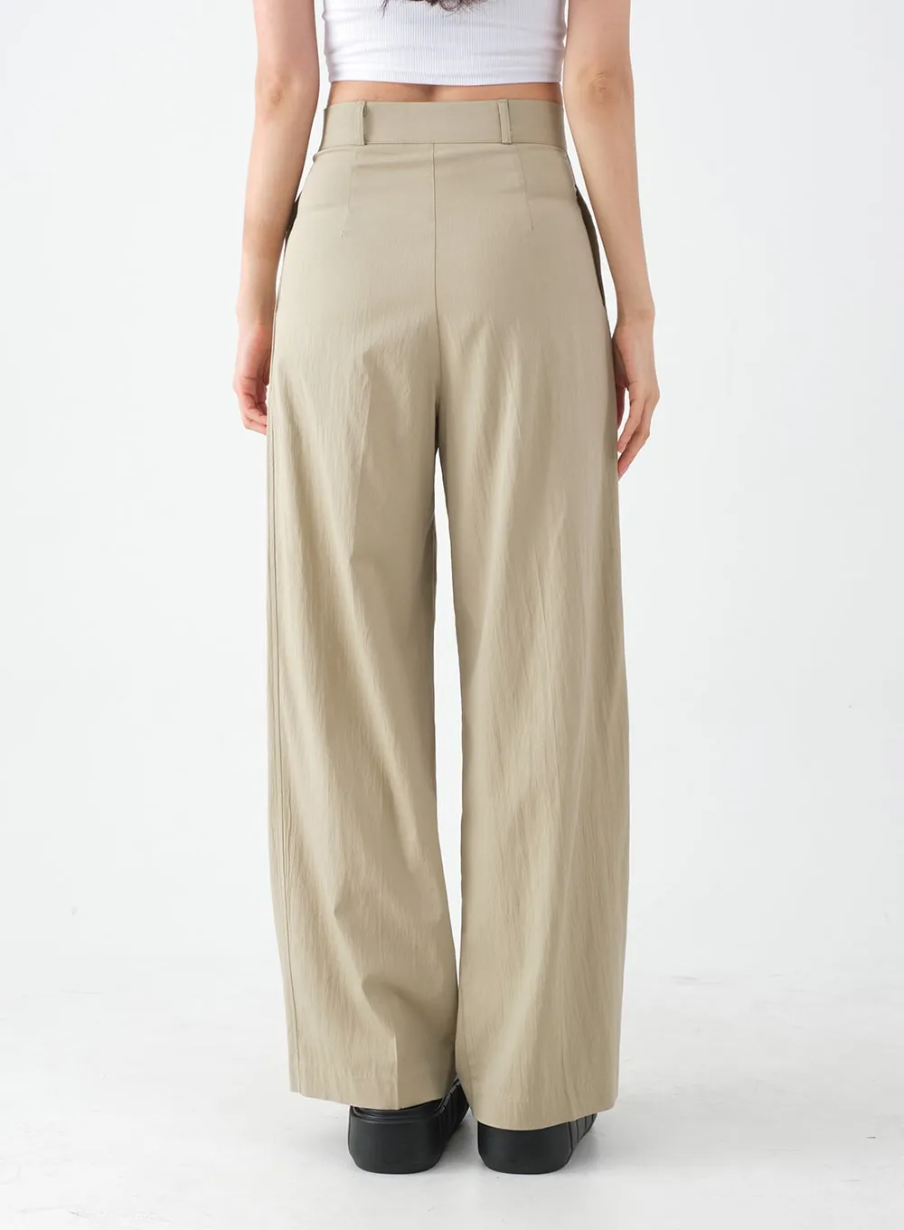 Wide Leg Tailored Pintuck Trousers CM3