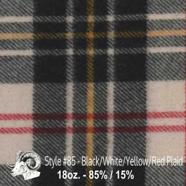 Wool Swatch - 85 - Black, White, Yellow, & Red Plaid