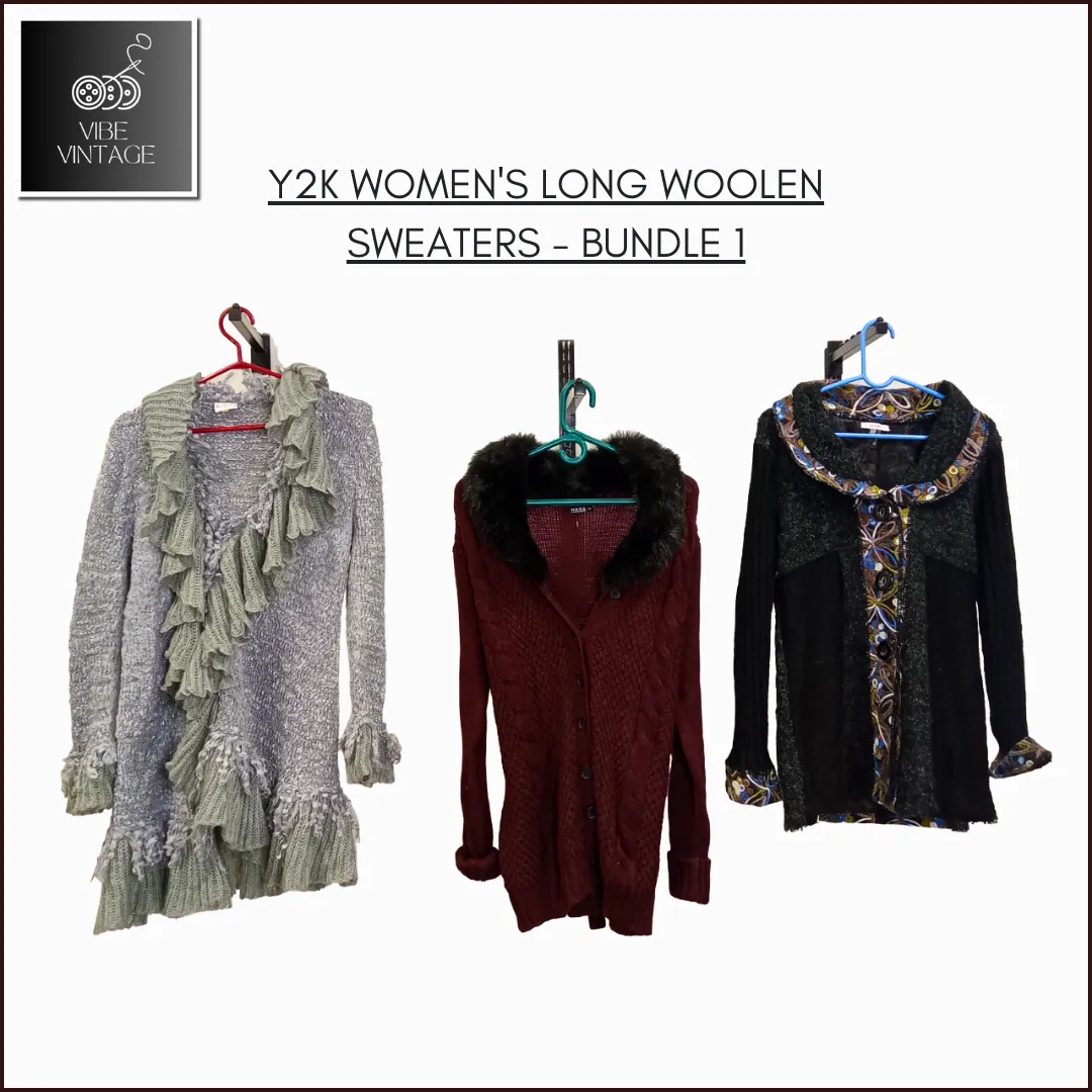 Y2K WOMEN'S LONG WOOLEN SWEATERS - 10 PCS (BUNDLE 1)