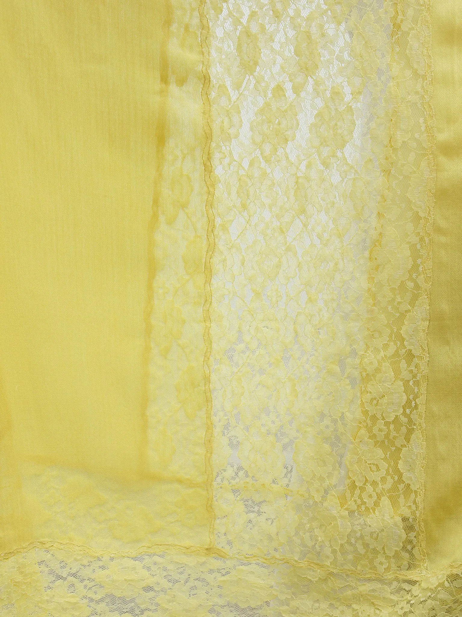 Yellow Lace Work Fine Woolen Cashmere Stole - S6317173